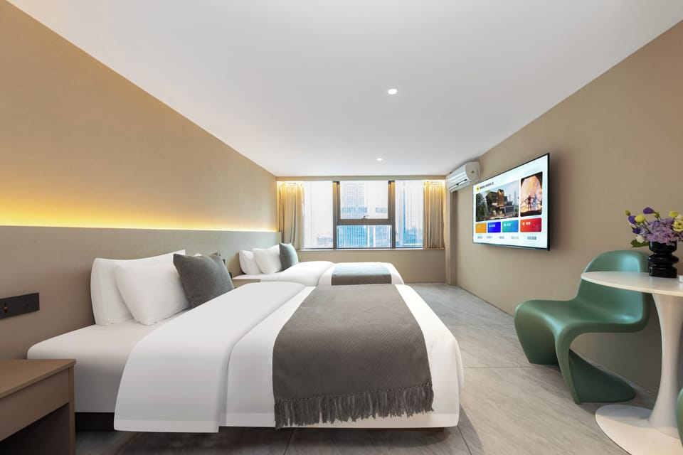 Standard Twin Room, City View | Desk, laptop workspace, blackout drapes, free WiFi