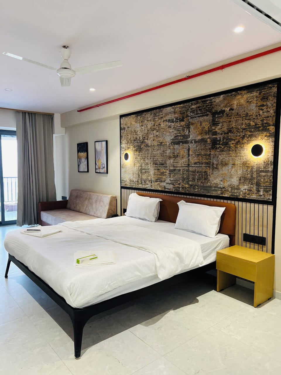 In-room safe, desk, laptop workspace, soundproofing