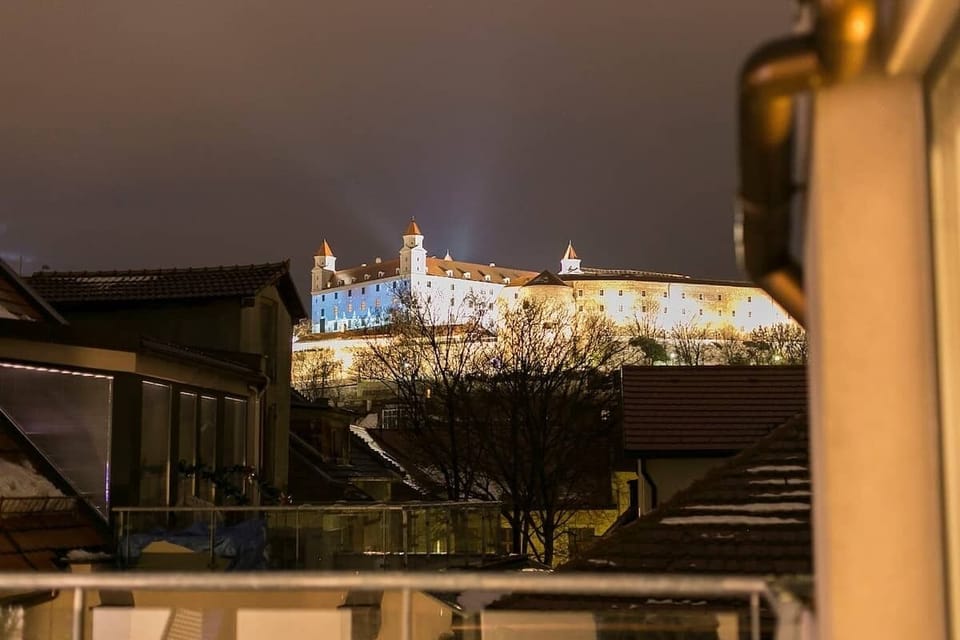 Night view on the castle from the terrace
