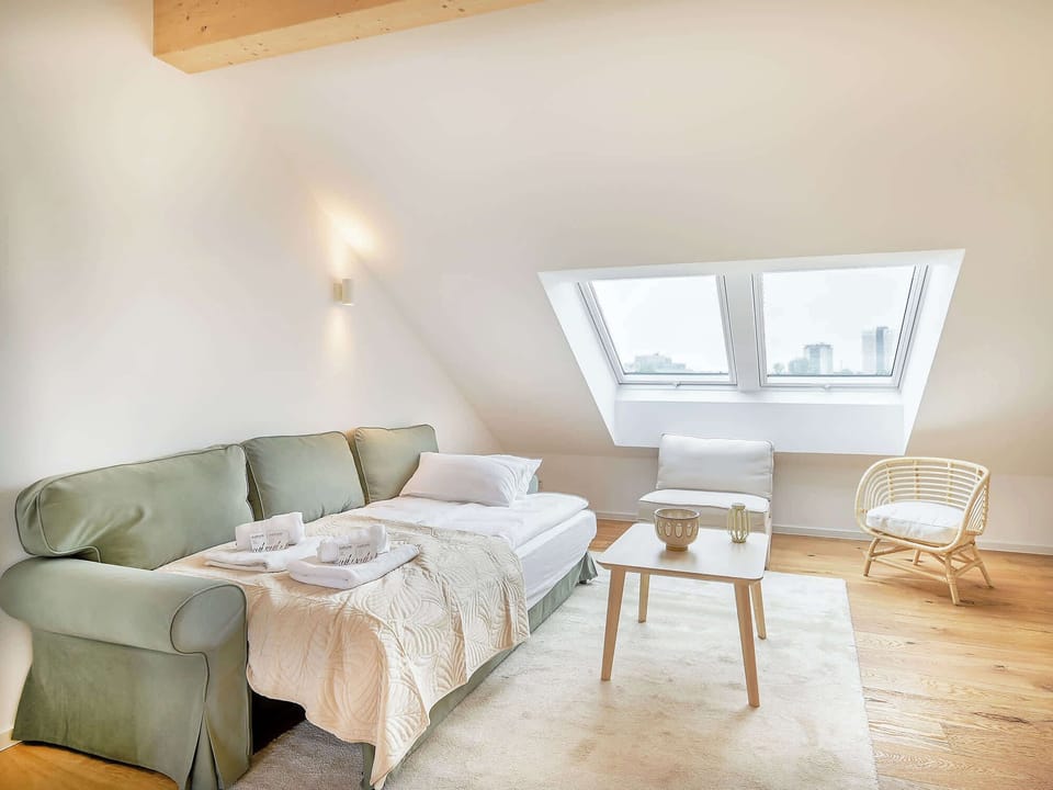 A comfortable sofa that easily converts into an additional sleeping space.