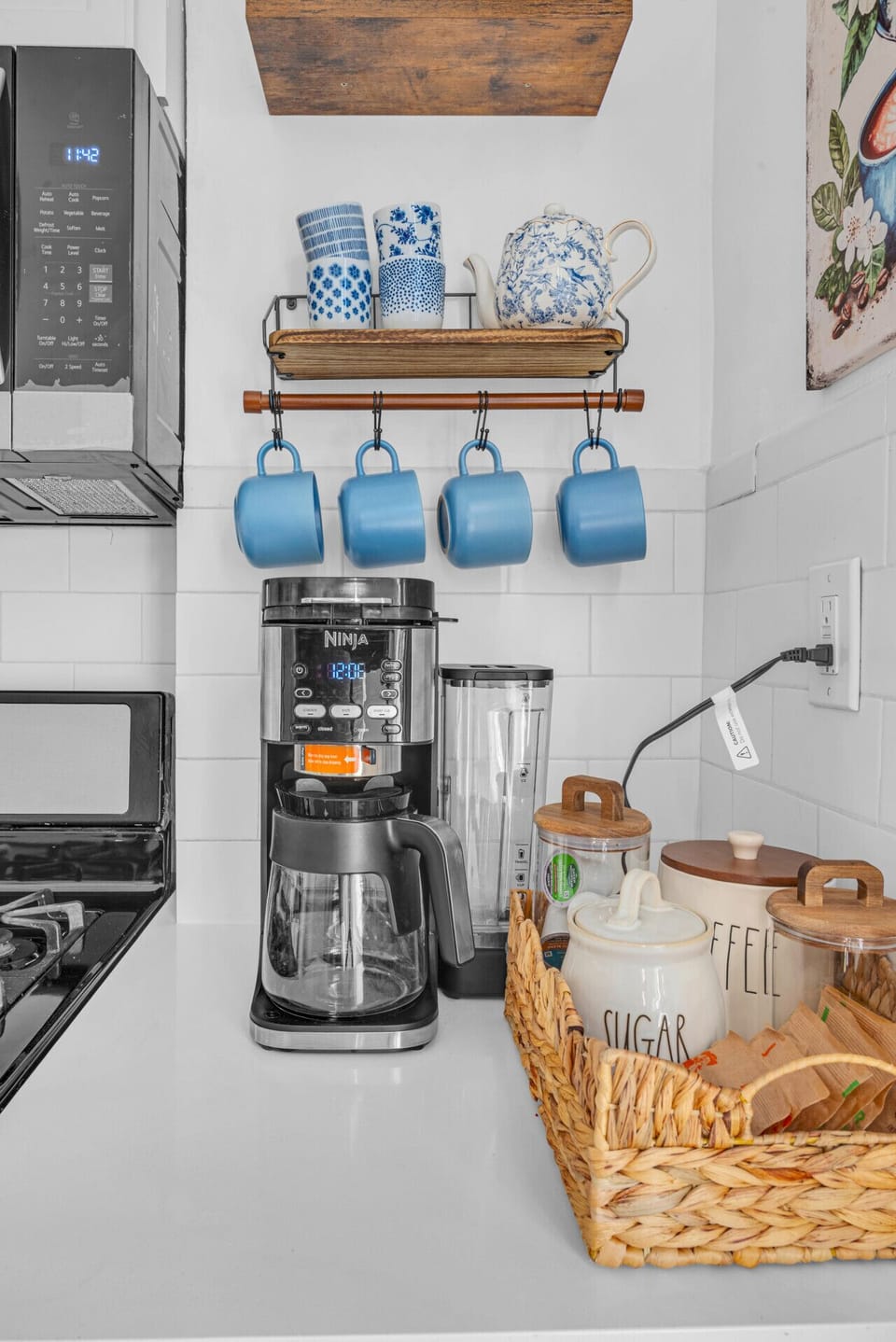Coffee Station | Drip Maker, Mugs & Sweetener Setup
