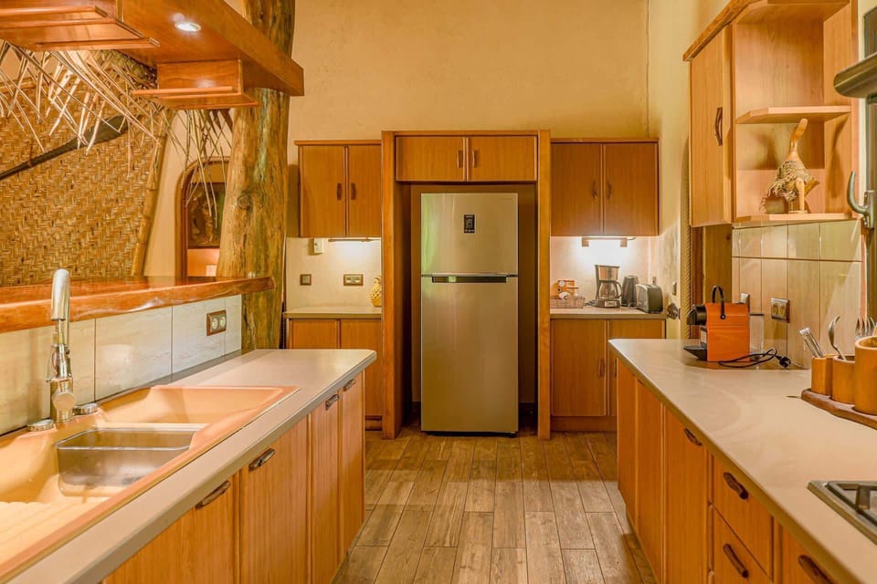 Kitchen corner with wooden finish.