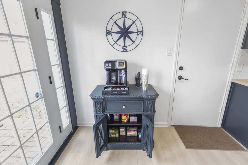 Coffee Corner: Brew your perfect morning with our stylish coffee station and snacks!