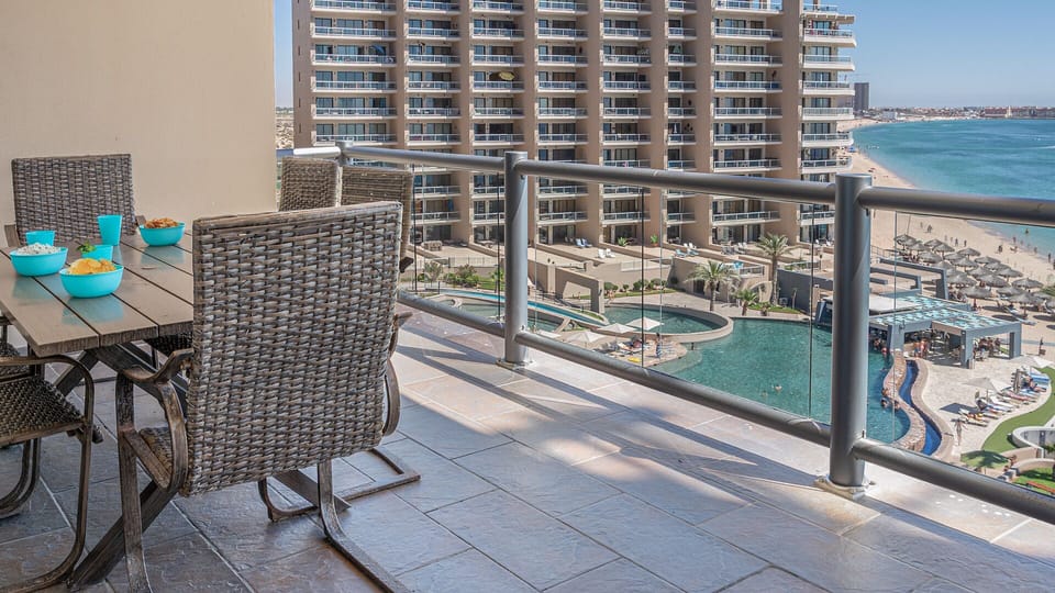 Dine on the balcony with great views.