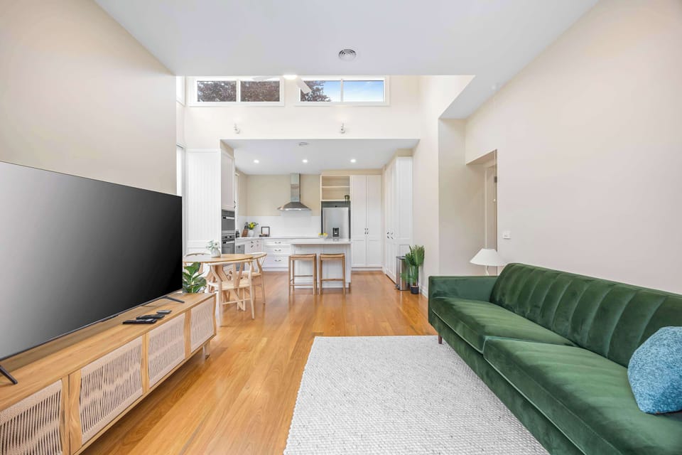 Open plan living, dining and kitchen space, perfect for entertaining.