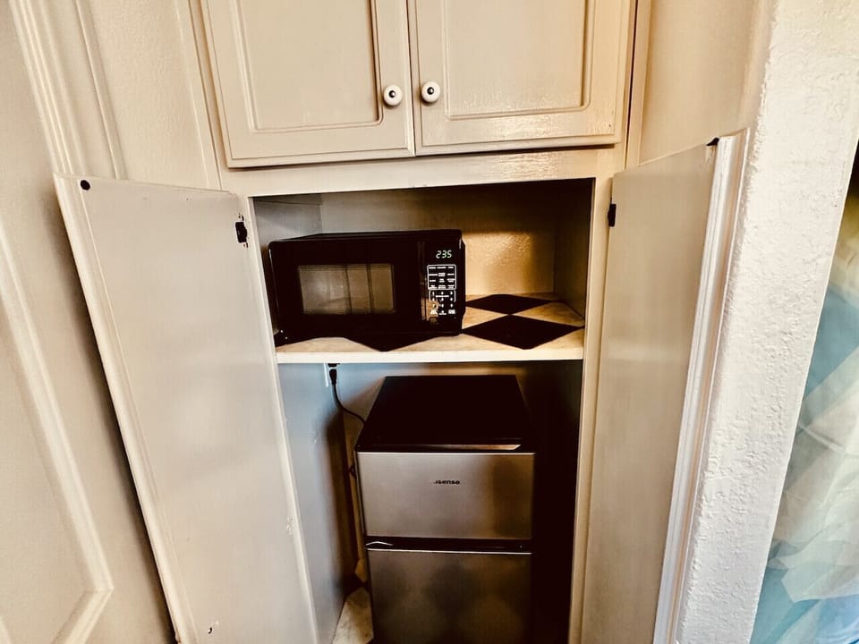 Microwave and fridge