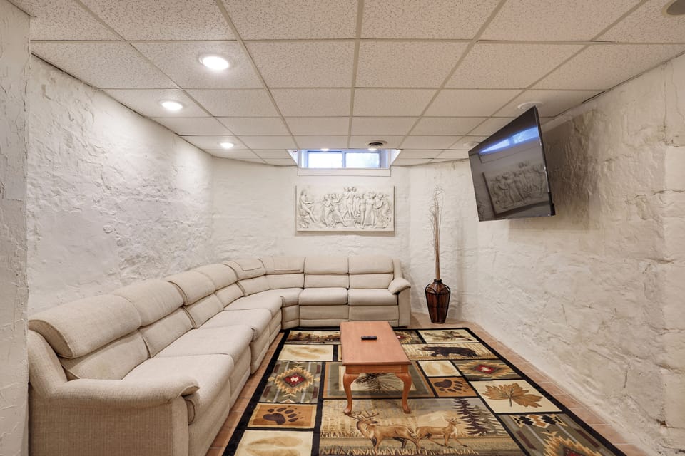 Basement Game Lounge with Bar Seating