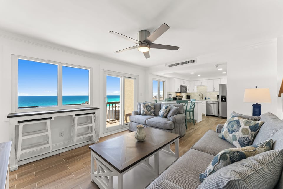 A room with a view. You can't help but be drawn to the balcony.