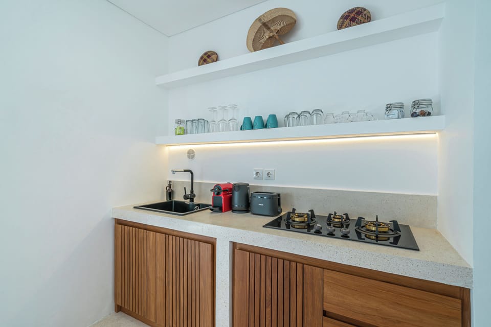 Family Villa, Pool View | Private kitchen | Fridge, stovetop, coffee/tea maker, toaster