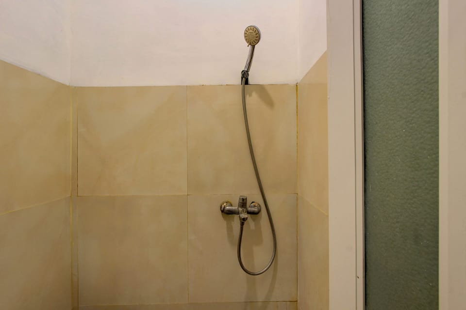Shower, towels, soap, shampoo