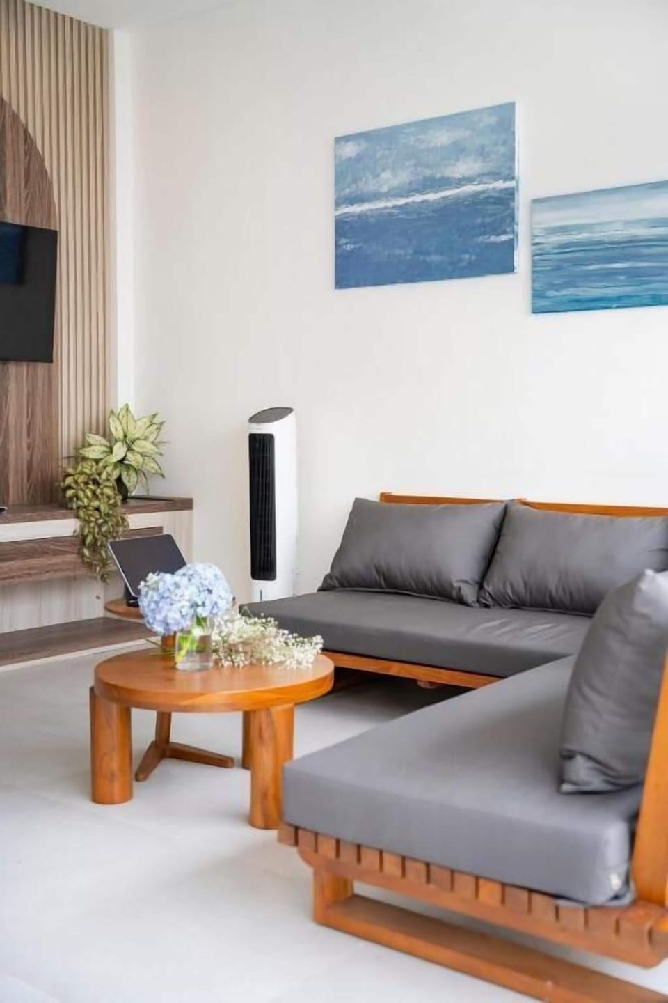 Villa, Pool View | Living area | 55-inch LED TV with digital channels