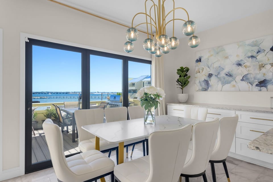 Dining table with seating for eight