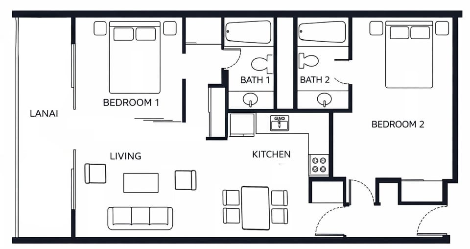 Condo, Multiple Beds, Balcony, Ocean View (Mana Kai 811) | Floor plan