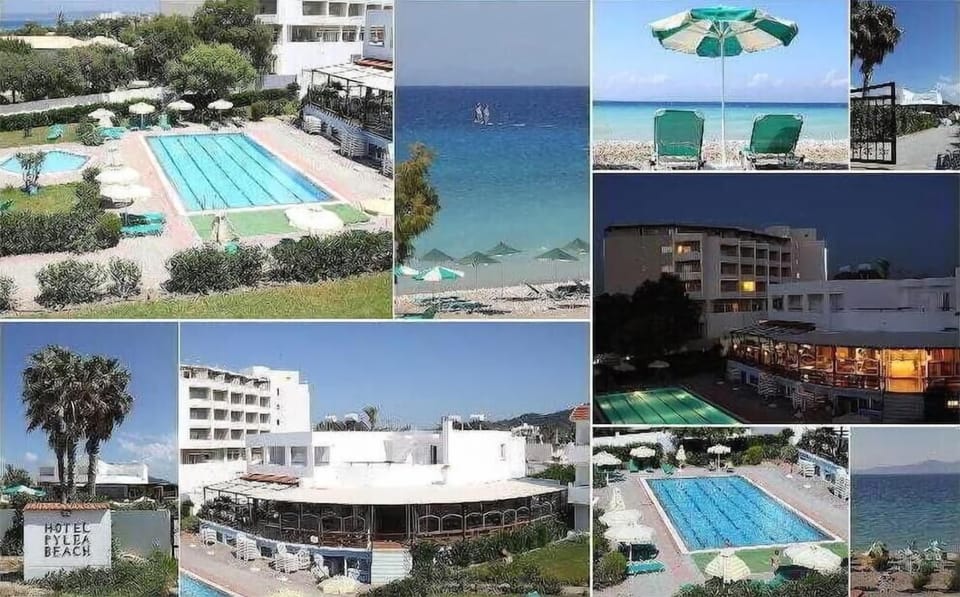 Outdoor pool, pool umbrellas