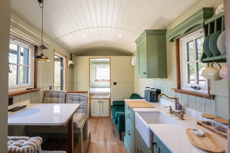 Willow's Nest Shepherds Hut Living Area