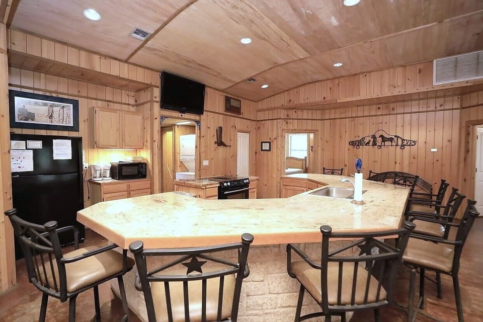 Lots of open bar seating and prep space