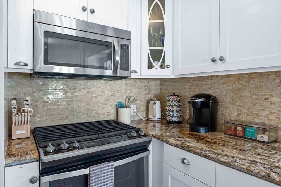 We offer a Keurig and tea kettle and a variety of different coffee and tea options.