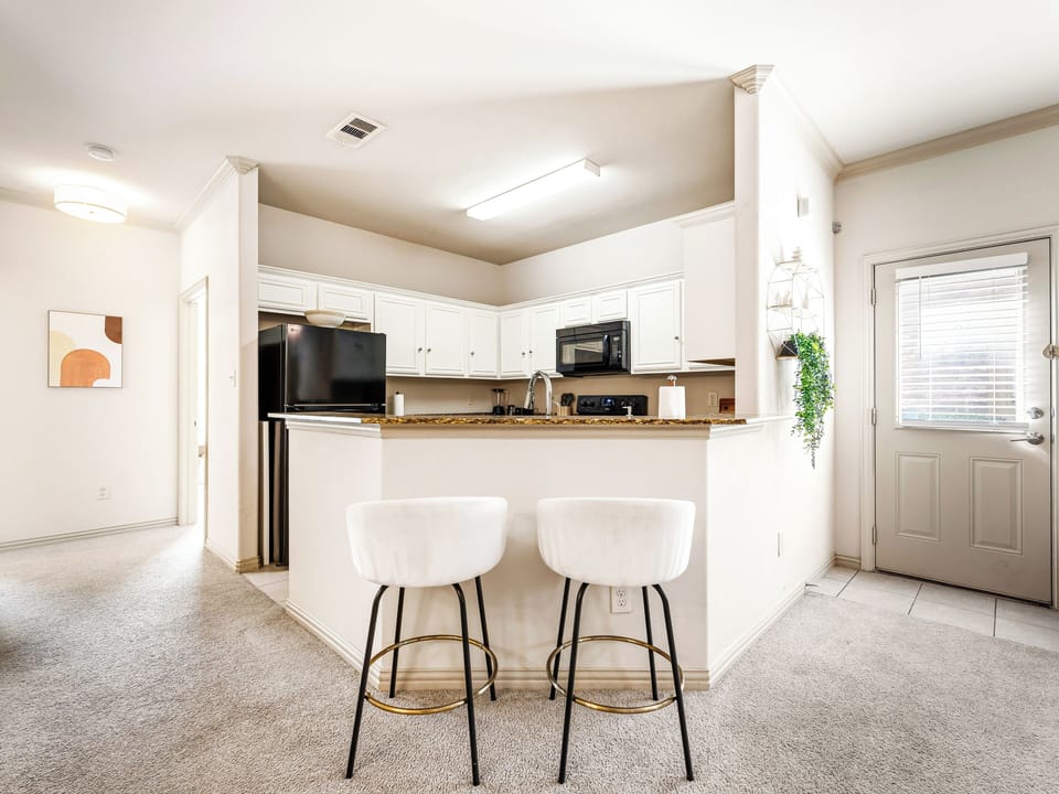 Our Kitchen counter comes with two high chairs as well. 
