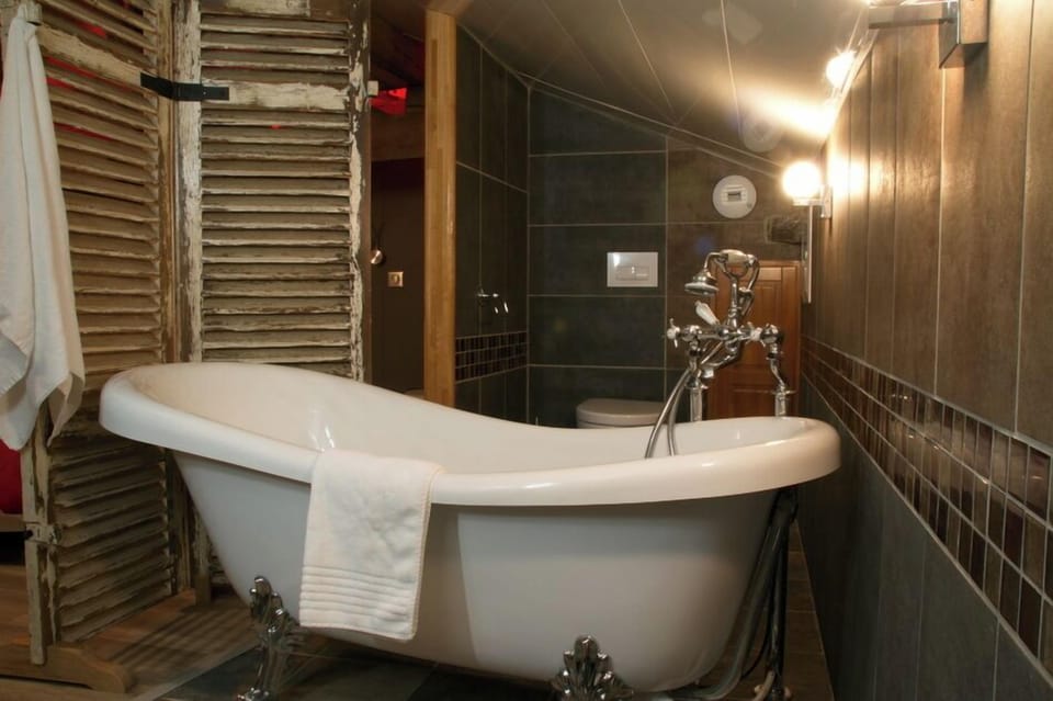 Deluxe Double Room, 1 Queen Bed | Bathroom | Hair dryer, towels, soap, toilet paper