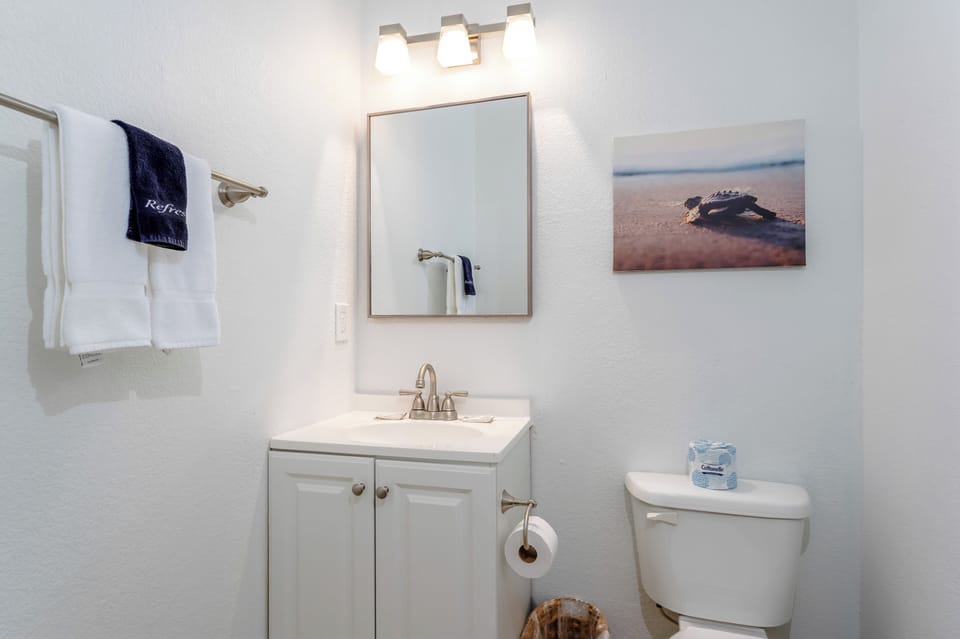 Freshen up before dinner in your guest bathroom.