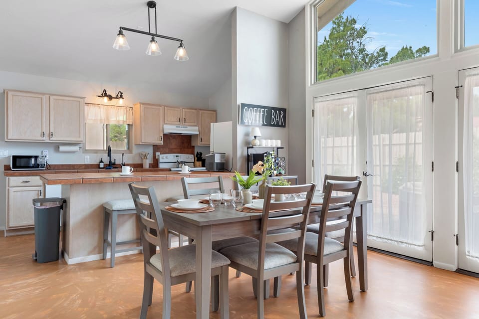 Dining room seating for six.