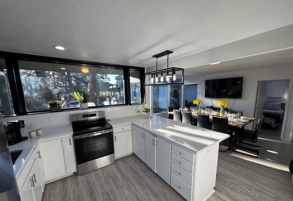 Kitchen with stainless steel appliances