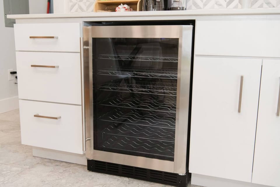 Added luxury with a dedicated wine and beverage fridge