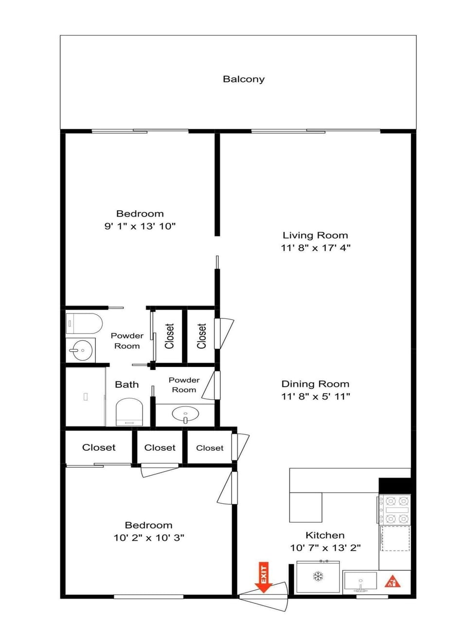 Pointe South 302 - Floor Plan