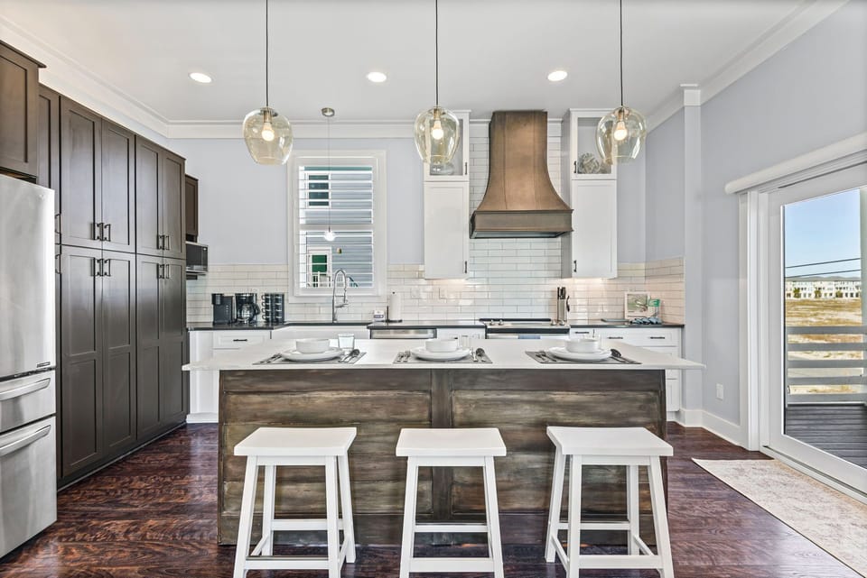 Open kitchen with seating at the island