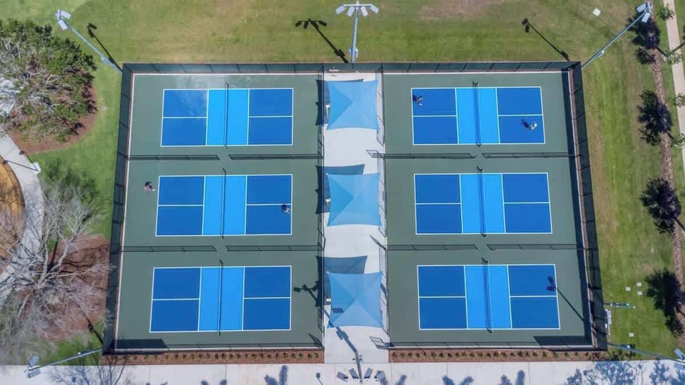 Pickleball courts with lights, across the street! Paddles and balls provided! 