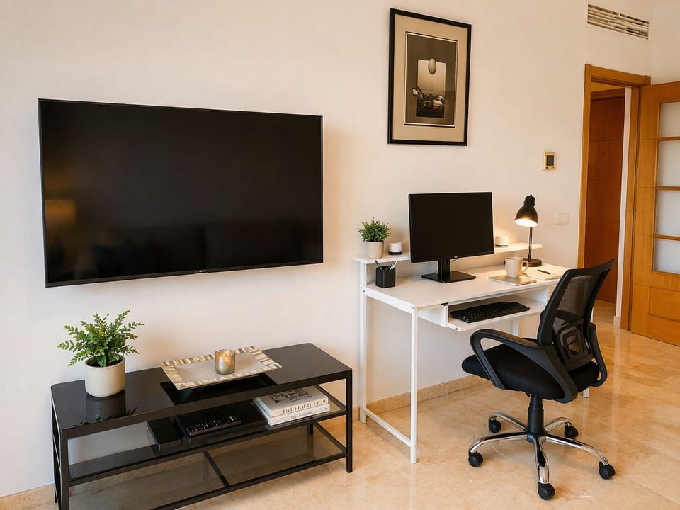 Minimalist and modern office with TV