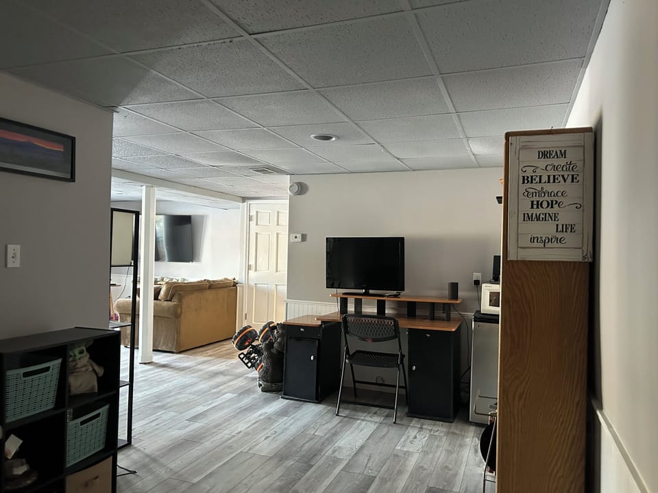 Lower Level Desk area w/Microwave and small Refrigerator
