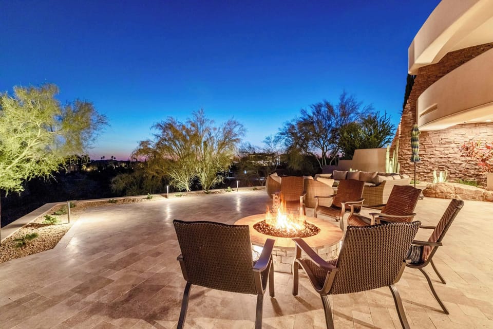 End the day around the fire with desert views all around.