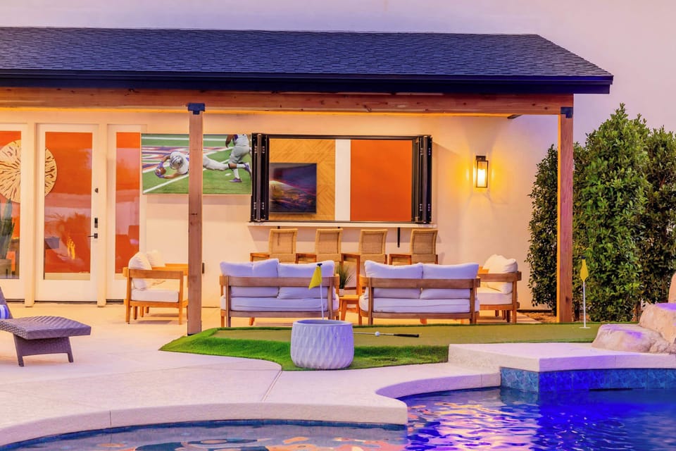 Modern home with inviting outdoor spaces for relaxing and entertaining.