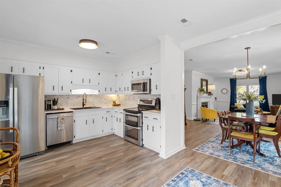 kitchen opening to dining room