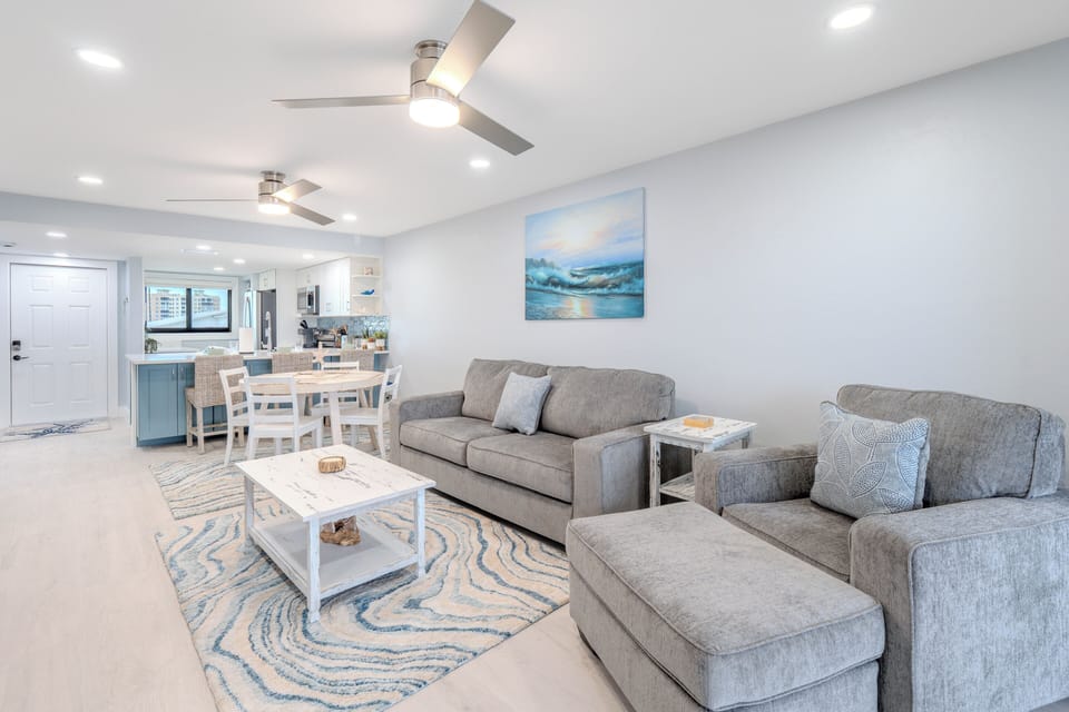 Living room with two comfy couches.