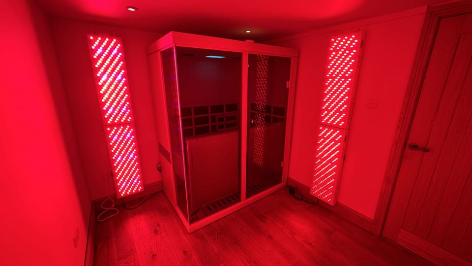 The red light therapy panels in action, where just 20 minutes will leave you feeling rejuvenated.