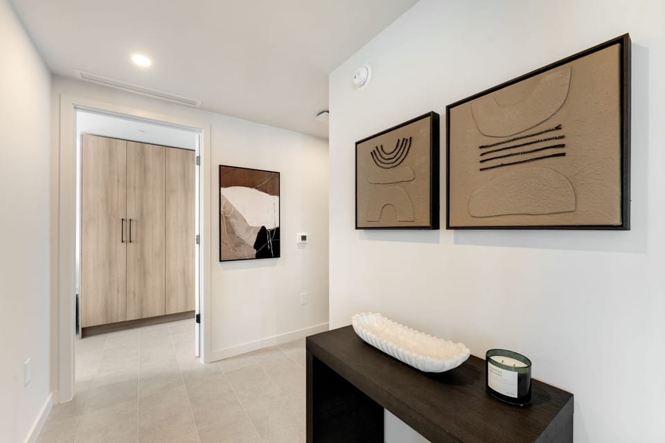 Stylish entryway with modern décor and clean finishes