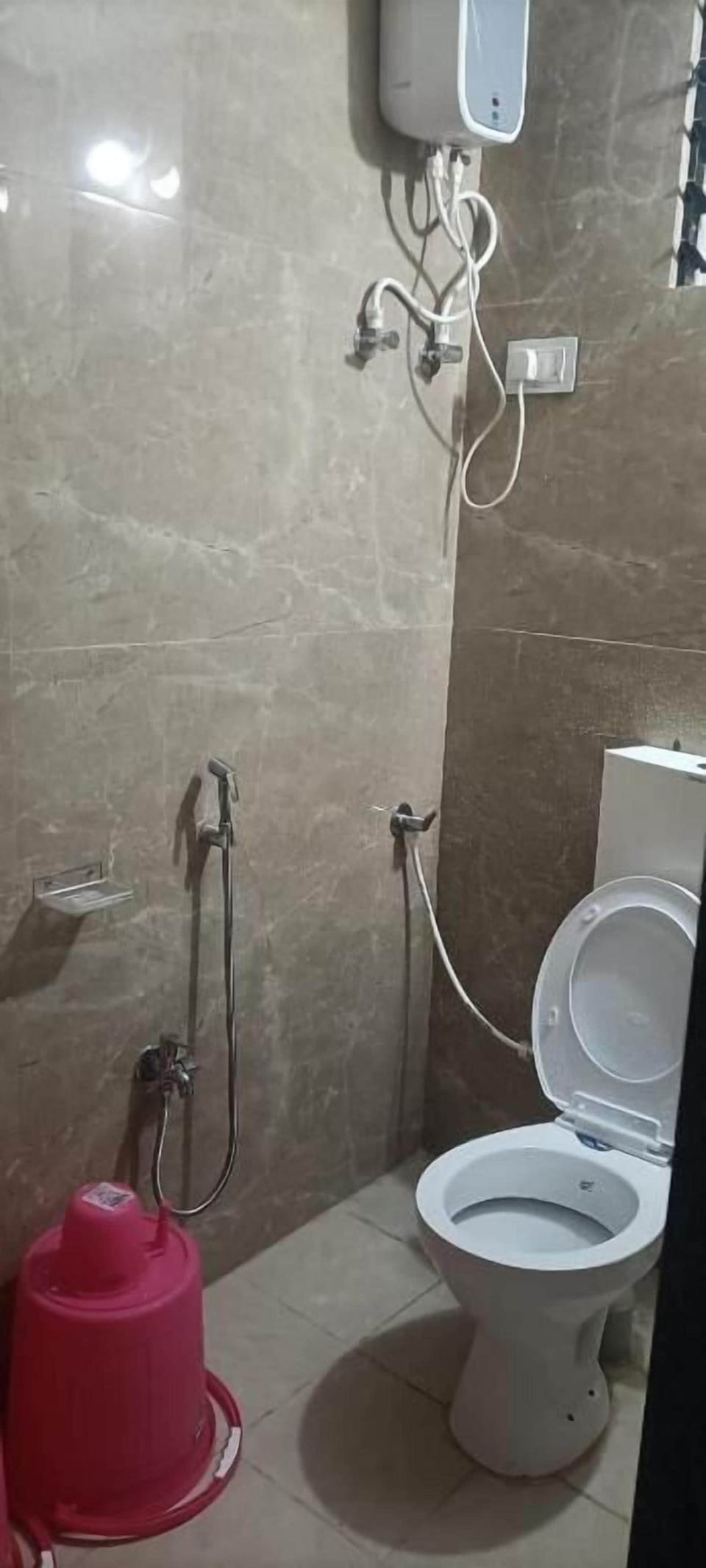 Shower, slippers, towels