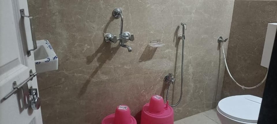 Shower, slippers, towels