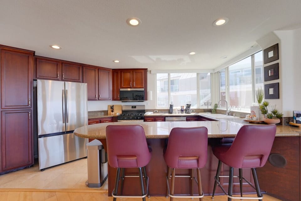 Fully equipped kitchen perfect for family vacations and group getaways in San Diego