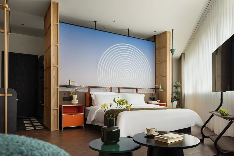 Panoramic Double Room, City View | Hypo-allergenic bedding available, desk, blackout drapes, soundproofing