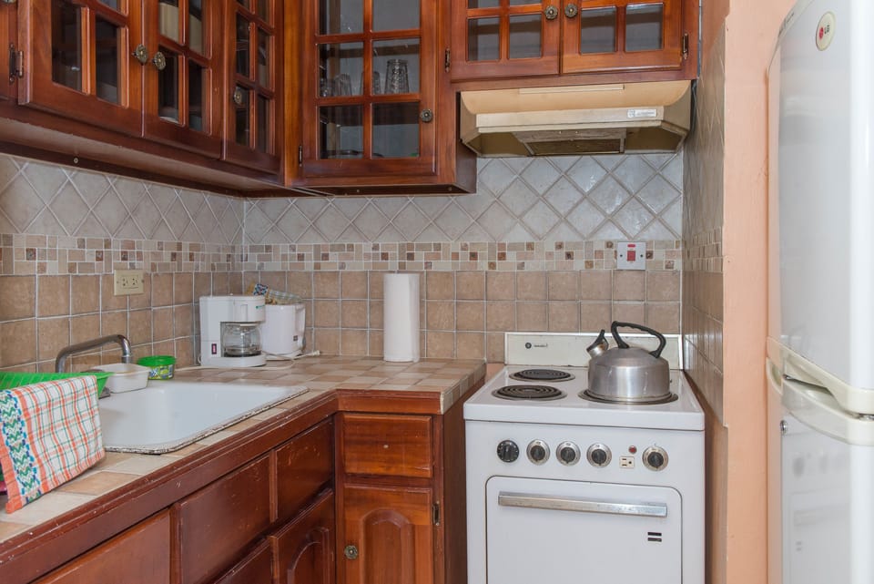 Basic Double Room, Multiple Beds | Private kitchen | Coffee/tea maker, full-size fridge, microwave, stovetop