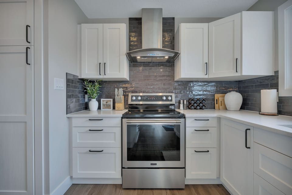 Modern, fully-equipped kitchen with plenty of counter space for easy meal prep.
