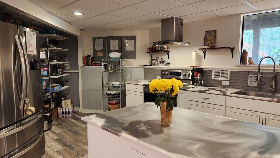 Communal kitchen with fridge