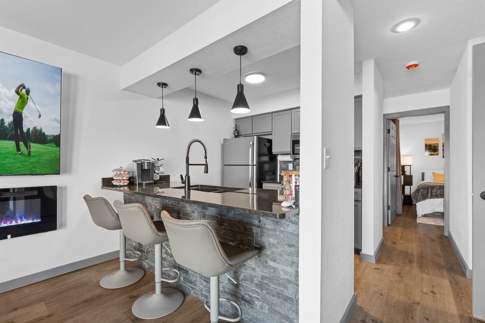 Fully renovated kitchen with island seating