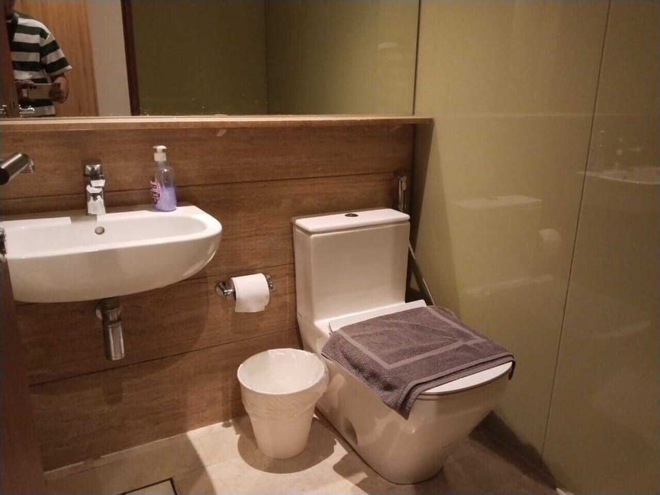 Deluxe Apartment, Pool View | Bathroom | Free toiletries, hair dryer, bidet, towels