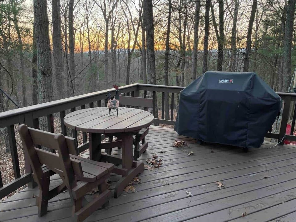 Weber grill connected to a gas line so you are always good to go for grilling on the deck. 