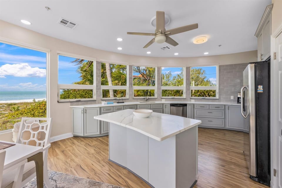 Coastal kitchen with stunning water views