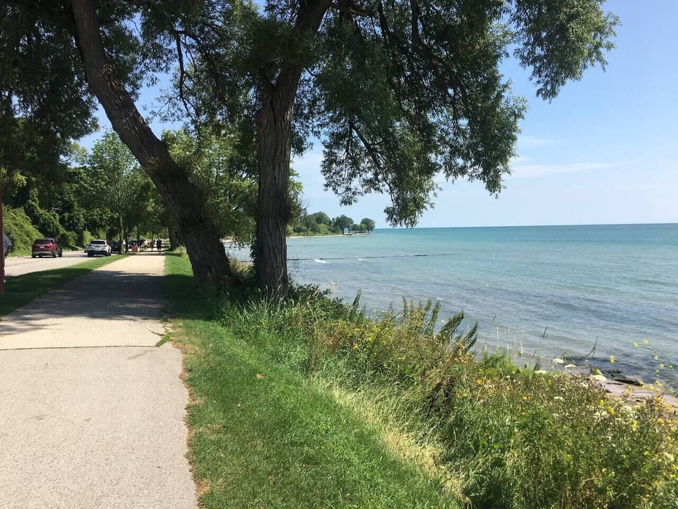 Walk or bike the Lake Path along the shore of Lake Michigan.
